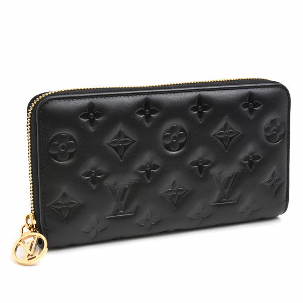ルイヴィトン 財布 レディース クッサン ジッピーウォレット 長財布 ブラック ラムレザー モノグラム Louis Vuitton M81510 中古