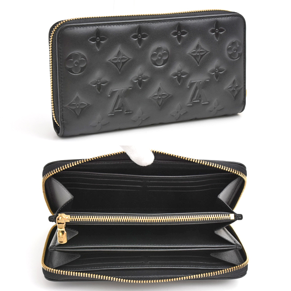 ルイヴィトン 財布 レディース クッサン ジッピーウォレット 長財布 ブラック ラムレザー モノグラム Louis Vuitton M81510 中古