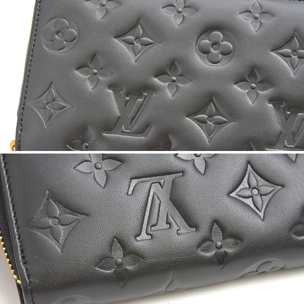 ルイヴィトン 財布 レディース クッサン ジッピーウォレット 長財布 ブラック ラムレザー モノグラム Louis Vuitton M81510 中古