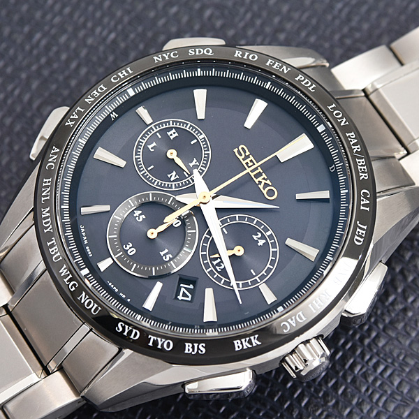 セイコー 腕時計 メンズ ブライツ フライトエキスパート ソーラー電波 ブラック文字盤 チタン SEIKO SAGA221 8B92-0AP0 中古