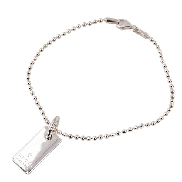グッチ ブレスレット メンズ レディース ロゴ タグ ボールチェーン シルバー GUCCI SV925 中古