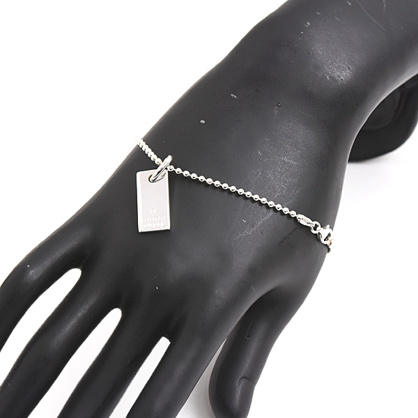 グッチ ブレスレット メンズ レディース ロゴ タグ ボールチェーン シルバー GUCCI SV925 中古
