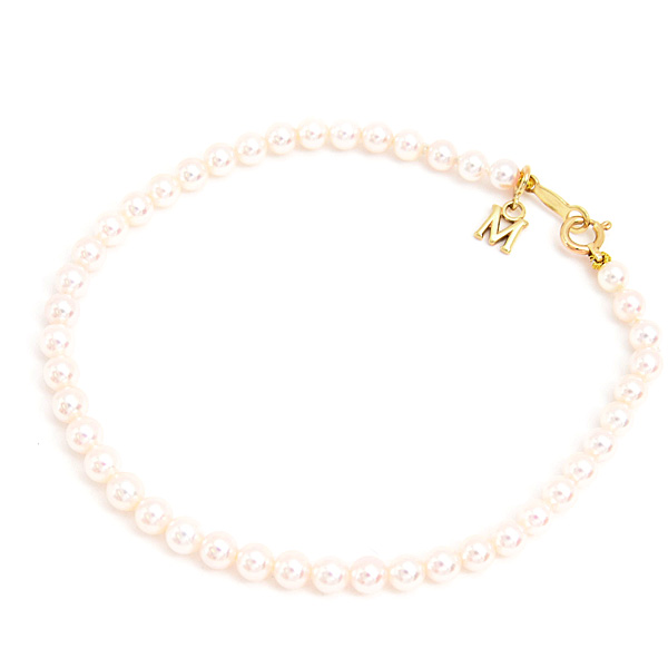 ミキモト ブレスレット レディース ベビーパール ブレスレット 3.3mm～3.9mm イエローゴールド K18 MIKIMOTO 中古