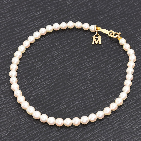 ミキモト ブレスレット レディース ベビーパール ブレスレット 3.3mm～3.9mm イエローゴールド K18 MIKIMOTO 中古