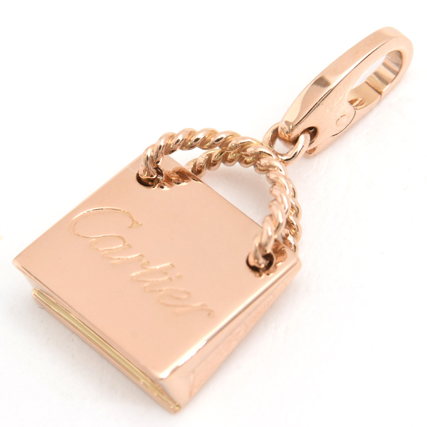 カルティエ チャーム レディース ショッピングバッグ モチーフ チャーム ペンダント ピンクゴールド Cartier 750PG 中古