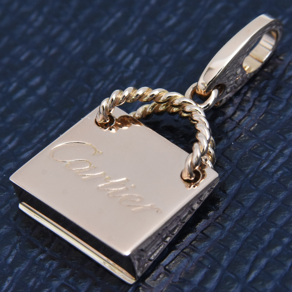 カルティエ チャーム レディース ショッピングバッグ モチーフ チャーム ペンダント ピンクゴールド Cartier 750PG 中古