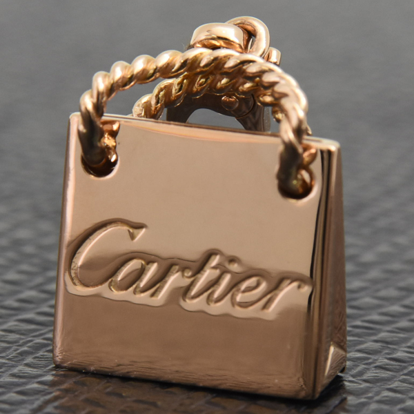 カルティエ チャーム レディース ショッピングバッグ モチーフ チャーム ペンダント ピンクゴールド Cartier 750PG 中古