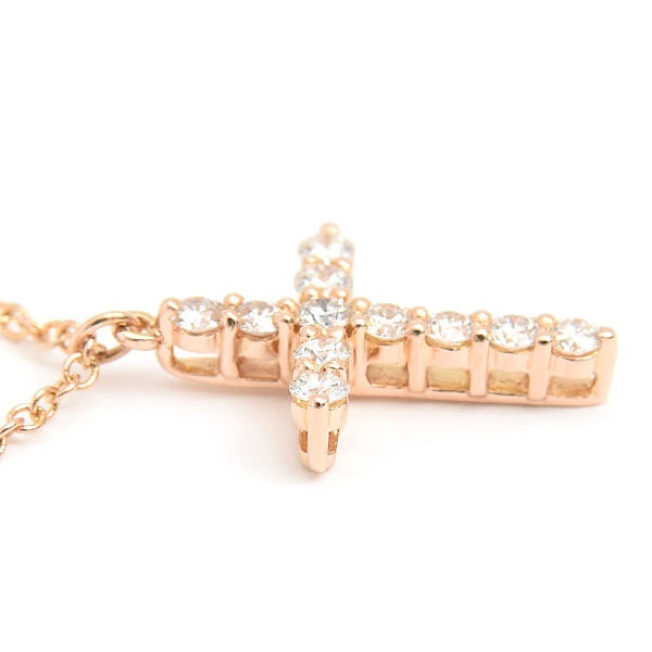 ティファニー ネックレス レディース ミニ クロス ダイヤ ペンダント ネックレス ピンクゴールド 750PG TIFFANY 中古