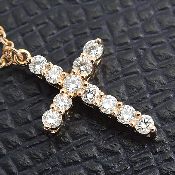 ティファニー ネックレス レディース ミニ クロス ダイヤ ペンダント ネックレス ピンクゴールド 750PG TIFFANY 中古