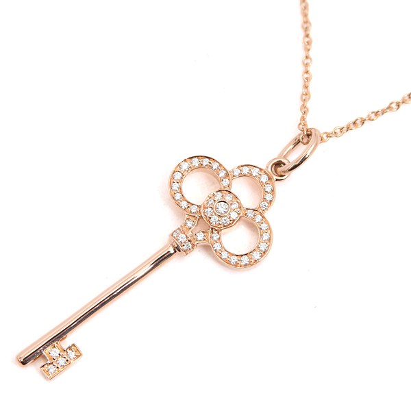 ティファニー ネックレス レディース クラウンキー ダイヤ ネックレス ピンクゴールド TIFFANY 750PG 中古
