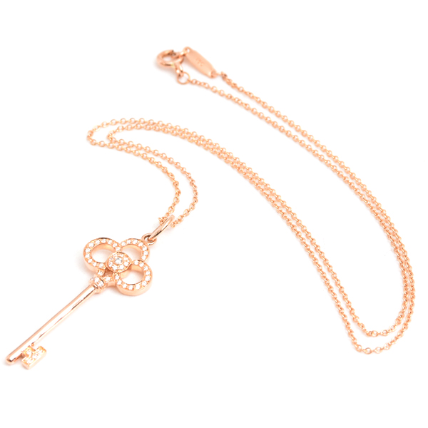 ティファニー ネックレス レディース クラウンキー ダイヤ ネックレス ピンクゴールド TIFFANY 750PG 中古