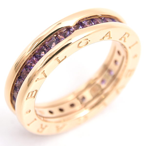 ブルガリ 指輪 レディース ビー ゼロワン B-ZERO1 アメジスト リング 52号 イエローゴールド BVLGARI 750YG 中古