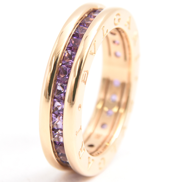 ブルガリ 指輪 レディース ビー ゼロワン B-ZERO1 アメジスト リング 52号 イエローゴールド BVLGARI 750YG 中古