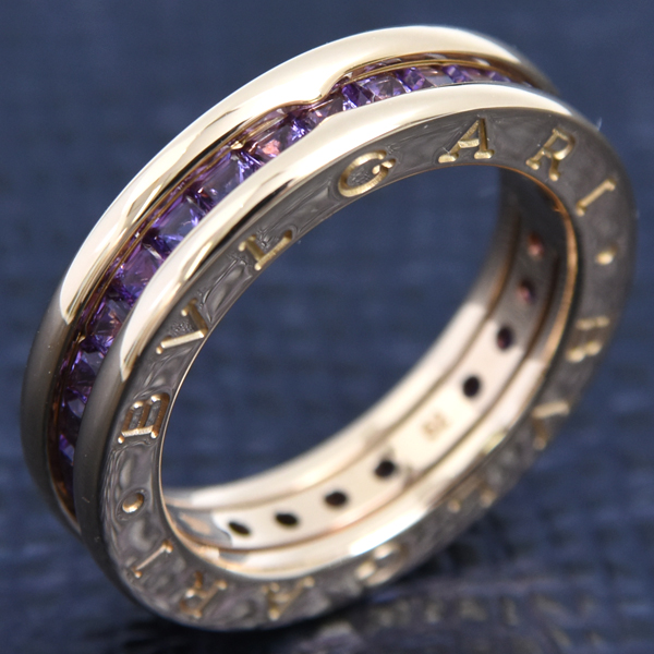 ブルガリ 指輪 レディース ビー ゼロワン B-ZERO1 アメジスト リング 52号 イエローゴールド BVLGARI 750YG 中古