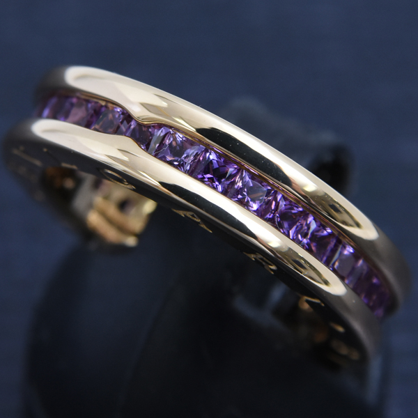 ブルガリ 指輪 レディース ビー ゼロワン B-ZERO1 アメジスト リング 52号 イエローゴールド BVLGARI 750YG 中古