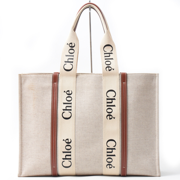 クロエ バッグ レディース ウッディ ラージ トートバッグ キャンバス レザー ブラウン系 CHC22AS382I2690U Chloe 中古