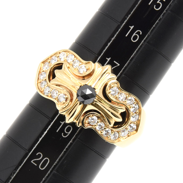 ゆきざき 指輪 メンズ レガリア ブラックダイヤ ダイヤ リング 18号 D0.22ct 0.46ct ゴールド YUKIZAKI K18 中古