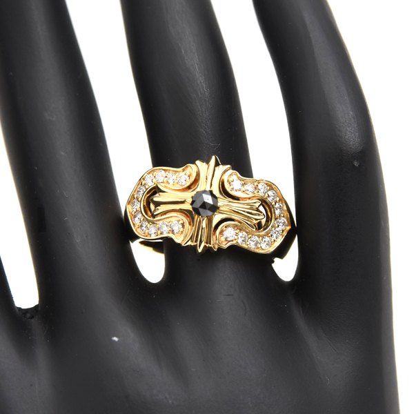 ゆきざき 指輪 メンズ レガリア ブラックダイヤ ダイヤ リング 18号 D0.22ct 0.46ct ゴールド YUKIZAKI K18 中古