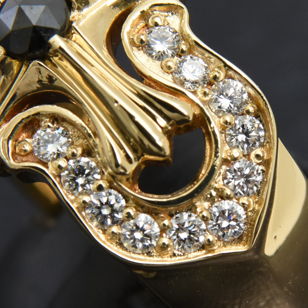 ゆきざき 指輪 メンズ レガリア ブラックダイヤ ダイヤ リング 18号 D0.22ct 0.46ct ゴールド YUKIZAKI K18 中古