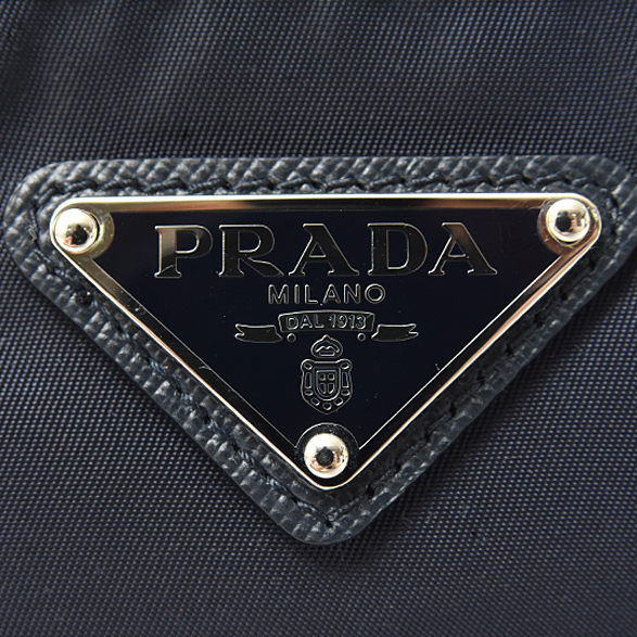プラダ バッグ レディース メンズ トラベルポーチ クラッチ ナイロン×サフィアーノレザー BLEU PRADA 2N0030 中古