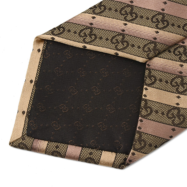 グッチ 服飾小物 メンズ ネクタイ GG シルク ゴールド×シャンパン GUCCI 中古