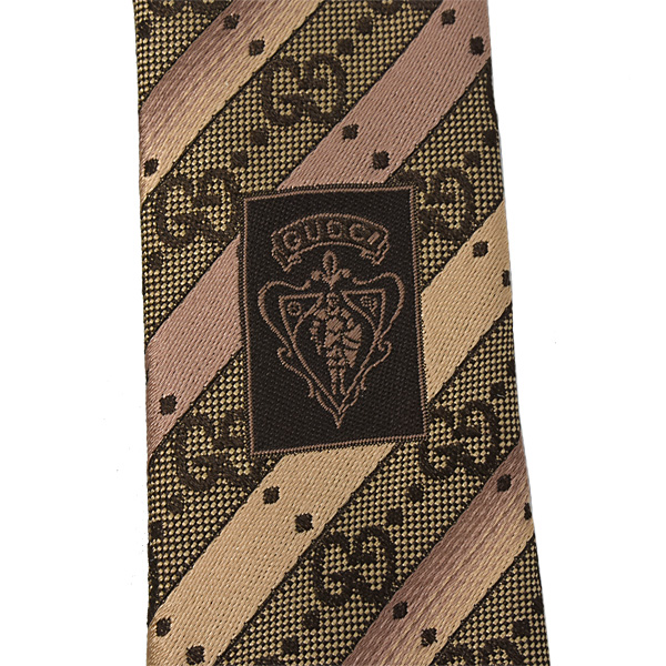 グッチ 服飾小物 メンズ ネクタイ GG シルク ゴールド×シャンパン GUCCI 中古