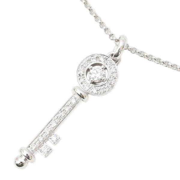 ヴァンドーム青山 ネックレス レディース キーモチーフ ダイヤモンドネックレス D0.21ct K18WG ホワイトゴールド VENDOME AOYAMA 中古