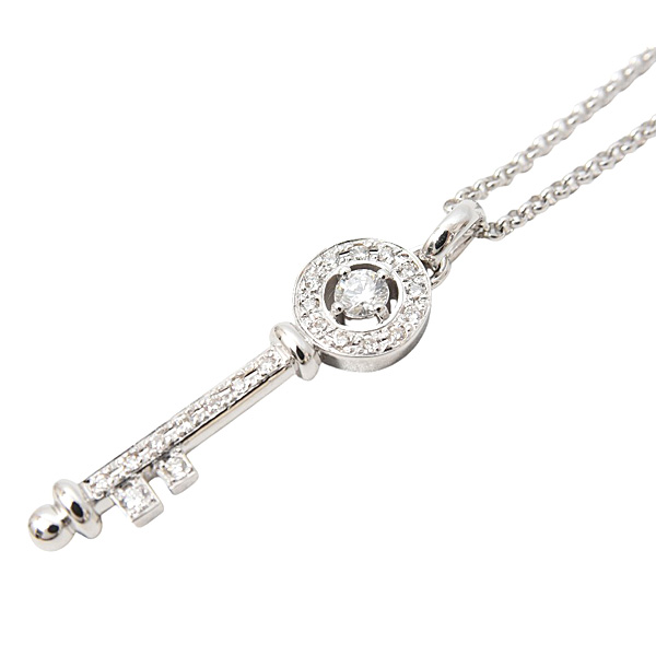 ヴァンドーム青山 ネックレス レディース キーモチーフ ダイヤモンドネックレス D0.21ct K18WG ホワイトゴールド VENDOME AOYAMA 中古
