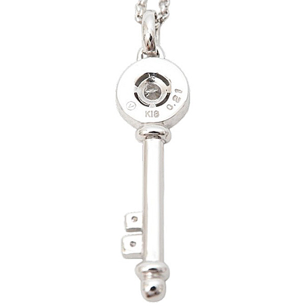 ヴァンドーム青山 ネックレス レディース キーモチーフ ダイヤモンドネックレス D0.21ct K18WG ホワイトゴールド VENDOME AOYAMA 中古