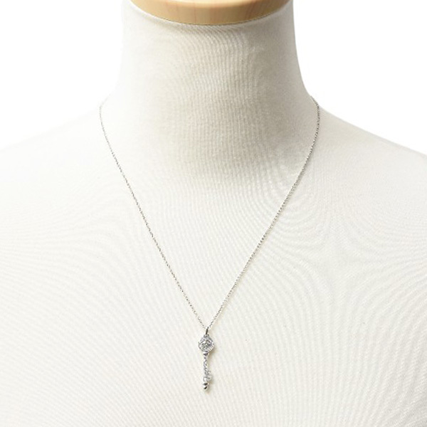 ヴァンドーム青山 ネックレス レディース キーモチーフ ダイヤモンドネックレス D0.21ct K18WG ホワイトゴールド VENDOME AOYAMA 中古