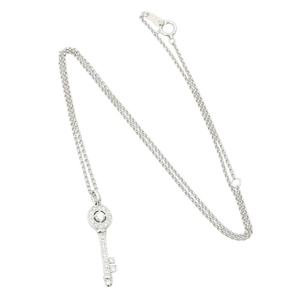 ヴァンドーム青山 ネックレス レディース キーモチーフ ダイヤモンドネックレス D0.21ct K18WG ホワイトゴールド VENDOME AOYAMA 中古