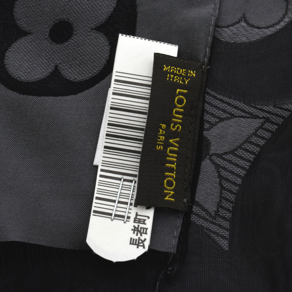 ルイヴィトン 服飾小物 ユニセックス ストール モノグラム シルク×レーヨン ブラック グレー Louis Vuitton 中古