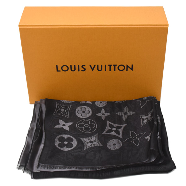 ルイヴィトン 服飾小物 ユニセックス ストール モノグラム シルク×レーヨン ブラック グレー Louis Vuitton 中古