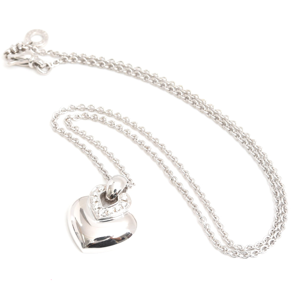 ブルガリ ネックレス レディース ドッピオクオーレ ダイヤ ネックレス ホワイトゴールド BVLGARI 750WG 中古