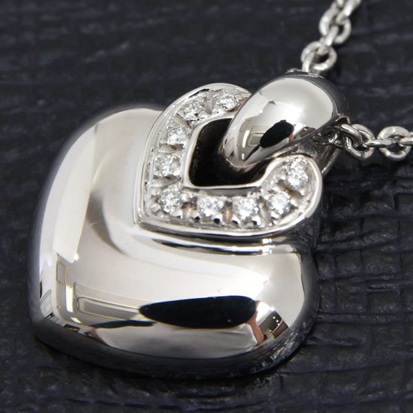 ブルガリ ネックレス レディース ドッピオクオーレ ダイヤ ネックレス ホワイトゴールド BVLGARI 750WG 中古