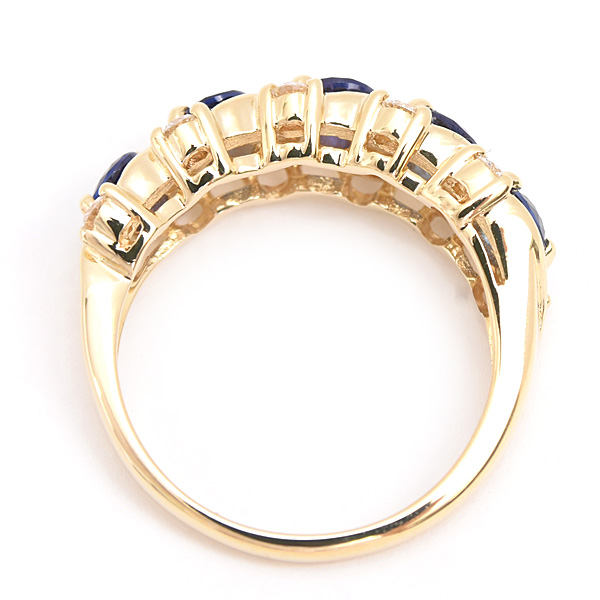 ミキモト 指輪 レディース サファイア ダイヤ デザイン リング 8号 D0.22ct S0.99ct イエローゴールド K18 MIKIMOTO 中古