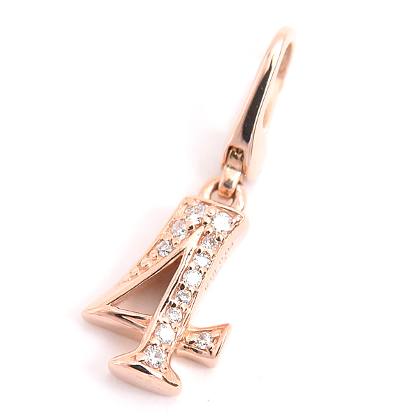 ゆきざき ペンダント レディース メンズ ノンブル ナンバー No4 ダイヤモンド ペンダントトップ ピンクゴールド K18PG YUKIZAKI 中古