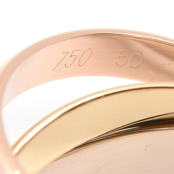 カルティエ 指輪 レディース 3Pダイヤ トリニティ 3連 リング 50号 実寸10号 ゴールド 750YG×WG×PG Cartier 中古