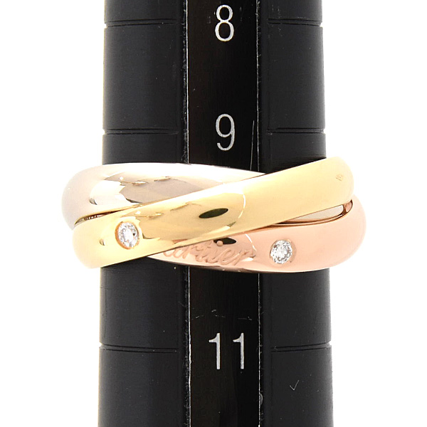 カルティエ 指輪 レディース 3Pダイヤ トリニティ 3連 リング 50号 実寸10号 ゴールド 750YG×WG×PG Cartier 中古