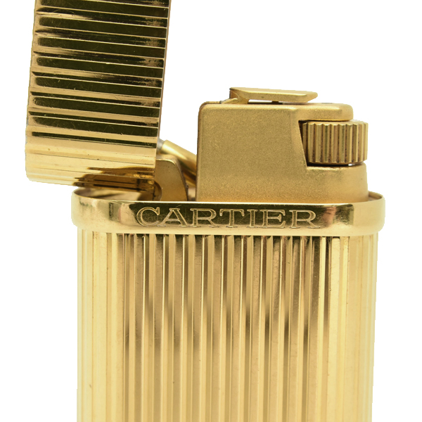 カルティエ ライター ゴドロン ローラーガスライター ストライプ ゴールド メンテナンス済み Cartier 中古