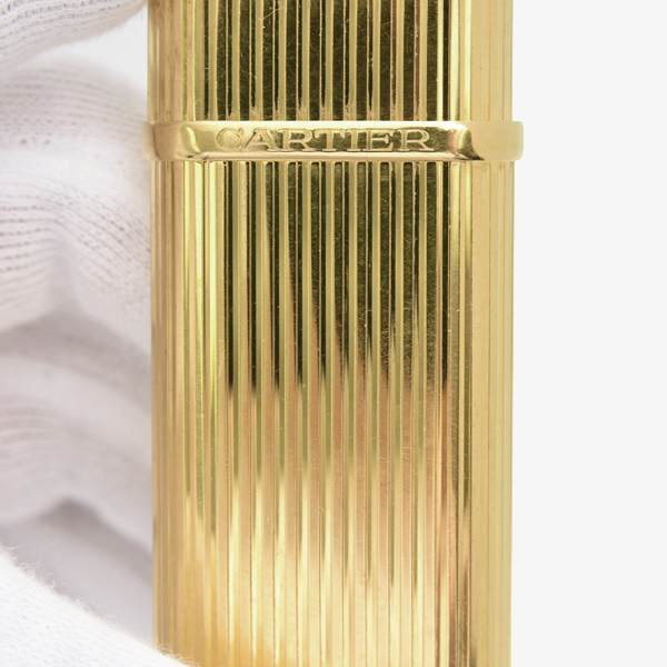 カルティエ ライター ゴドロン ローラーガスライター ストライプ ゴールド メンテナンス済み Cartier 中古