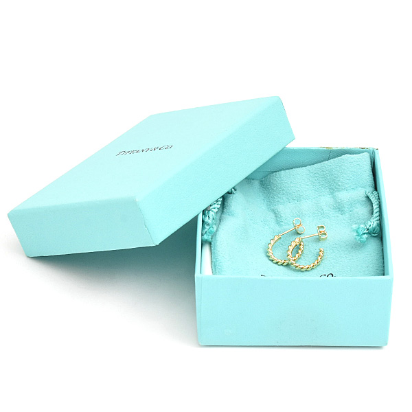 ティファニー ピアス レディース ツイスト フープ ピアス イエローゴールド 750YG TIFFANY 中古