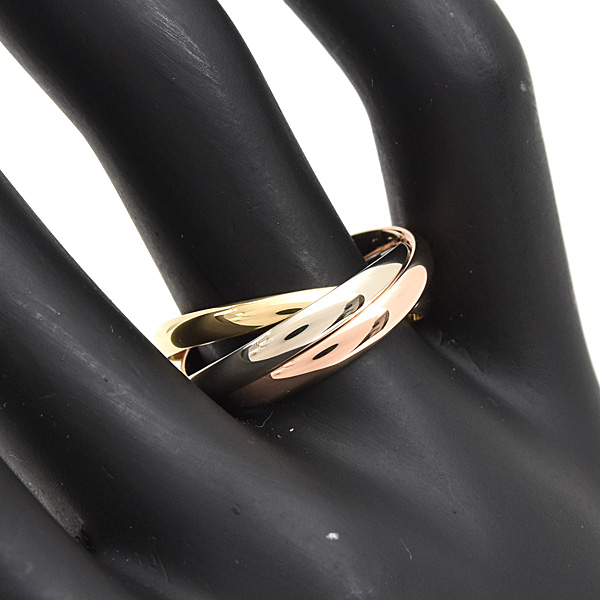 カルティエ 指輪 レディース メンズ トリニティ リング 3連 57号 実寸16.5号 2.5mm ゴールド Cartier 750YG×WG×PG 中古