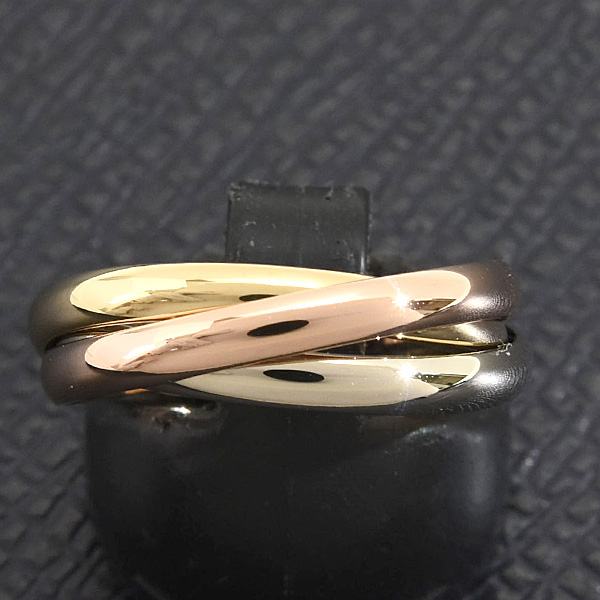 カルティエ 指輪 レディース メンズ トリニティ リング 3連 57号 実寸16.5号 2.5mm ゴールド Cartier 750YG×WG×PG 中古