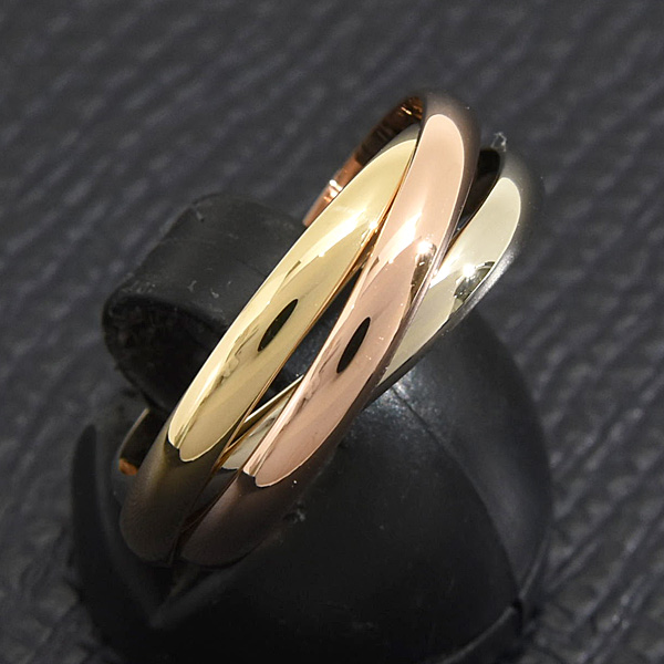 カルティエ 指輪 レディース メンズ トリニティ リング 3連 57号 実寸16.5号 2.5mm ゴールド Cartier 750YG×WG×PG 中古