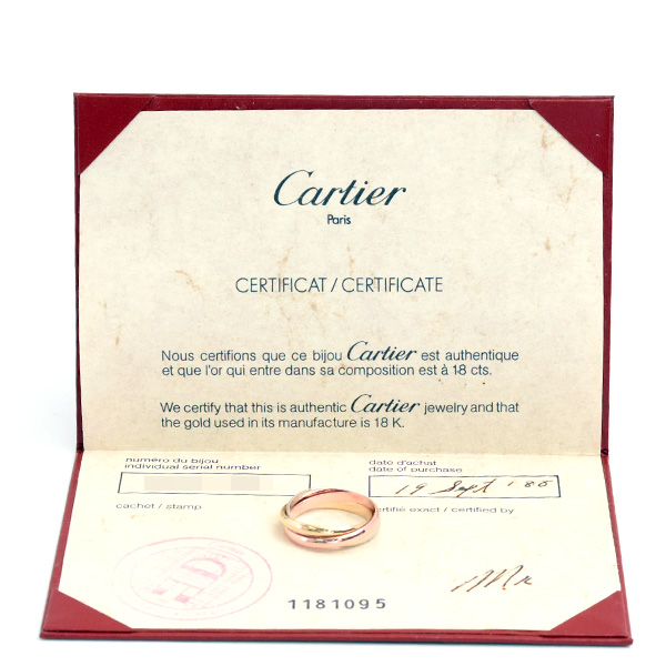 カルティエ 指輪 レディース メンズ トリニティ リング 3連 57号 実寸16.5号 2.5mm ゴールド Cartier 750YG×WG×PG 中古