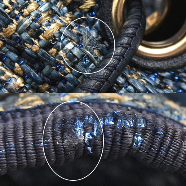 シャネル バッグ レディース ドーヴィル バックパック リュックサック ヘンプ レザー ブルー系 CHANEL A93787 中古