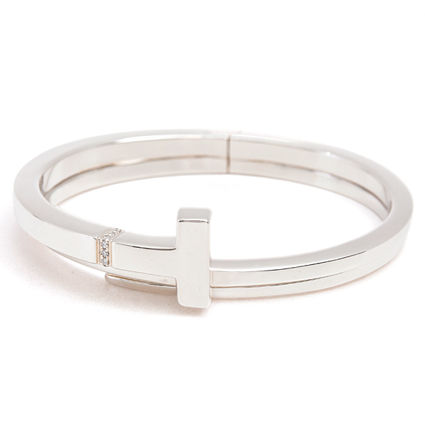 ティファニー ブレス レディース Tスクエア ラップ ダイヤモンド バングル ブレスレット シルバー TIFFANY SV925 中古