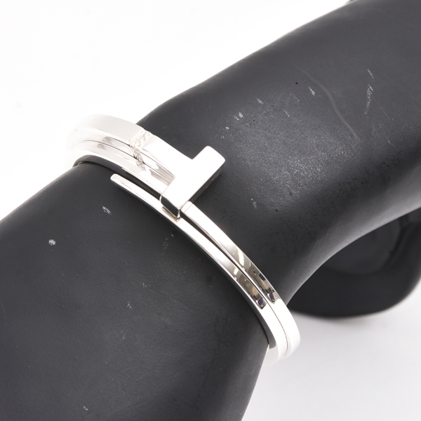 ティファニー ブレス レディース Tスクエア ラップ ダイヤモンド バングル ブレスレット シルバー TIFFANY SV925 中古