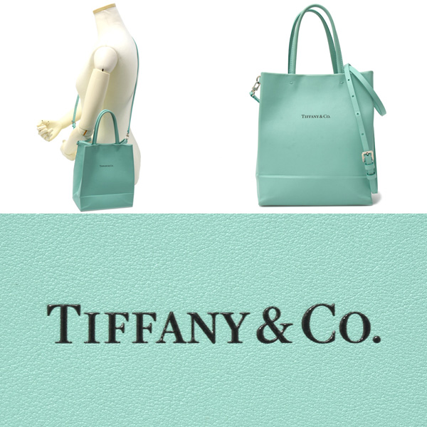 ティファニー バッグ レディース ミニトートバッグ ショルダーバッグ カーフ ティファニーブルー TIFFANY 中古